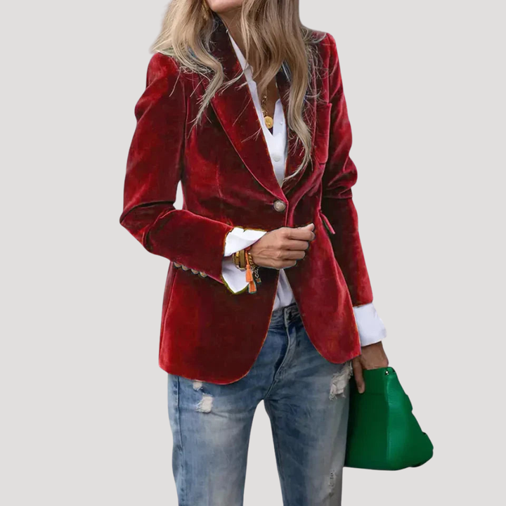 Costume femme : veste chic et raffinée avec coupe ajustée. Parfaite pour le bureau ou événements élégants.