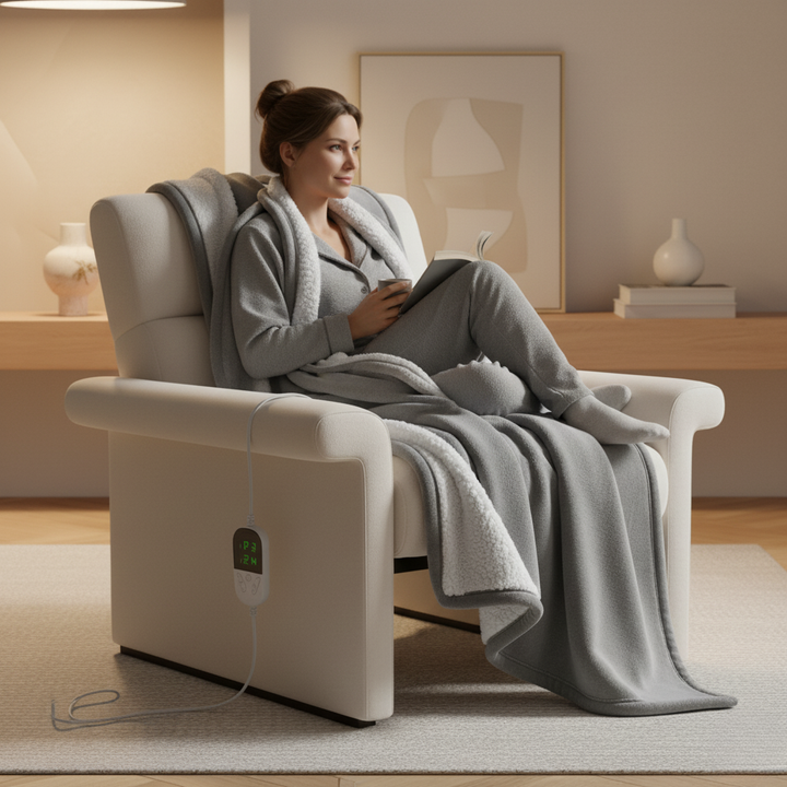 Plaid électrique lavable en machine avec arrêt automatique, offrant un confort chauffant pratique et sûr à la maison.