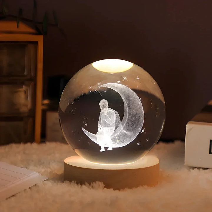 Lampe LED cristal pour une chambre romantique, lumière chaleureuse et élégante.