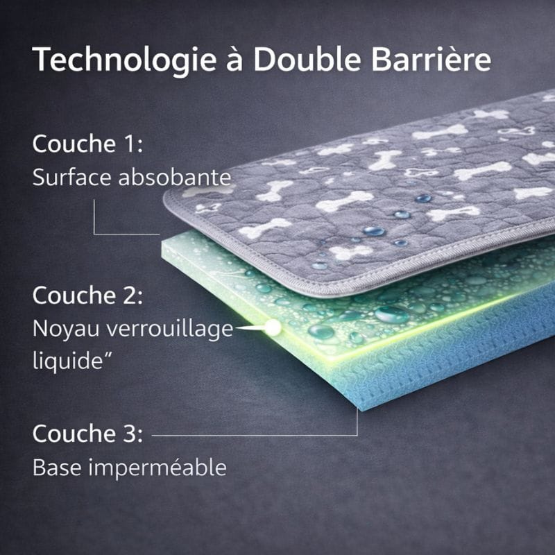 Tapis réutilisable anti-fuite pour chien, solution économique et écologique pour l'hygiène canine.