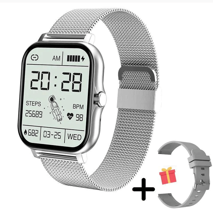 Montre connectée femme slim, bracelet confortable. Parfaite pour le sport, suivi santé et style au quotidien.