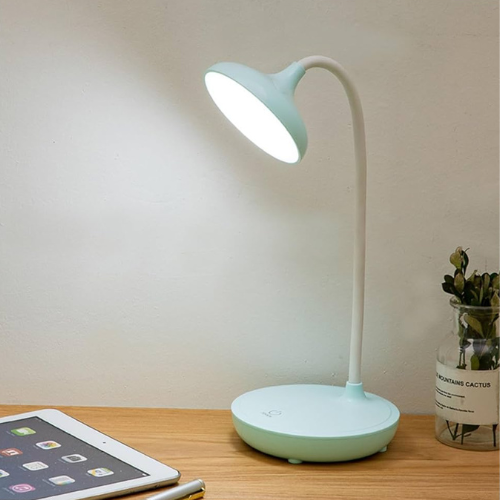 Lampe de bureau LED rechargeable flexible, contrôle tactile intuitif, lumière idéale pour travail ou lecture.