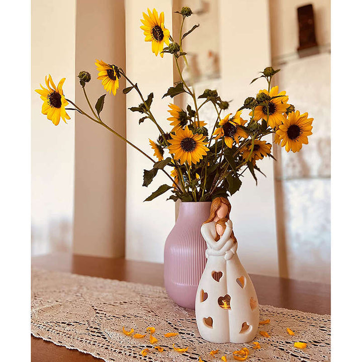 Lampe cœur beige: Décoration romantique et chaleureuse avec éclairage LED doux pour table.