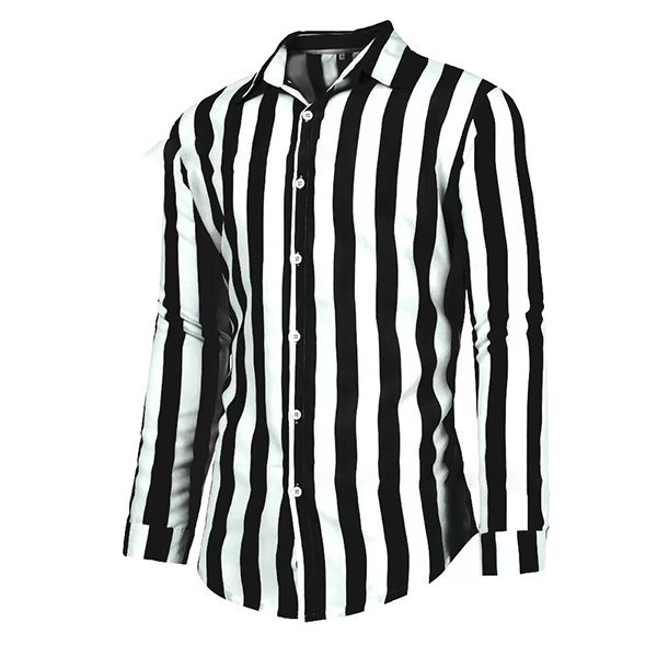 Chemise élégante homme rayée, manches longues, style décontracté. Disponible en bleu, rouge, kaki, noir.