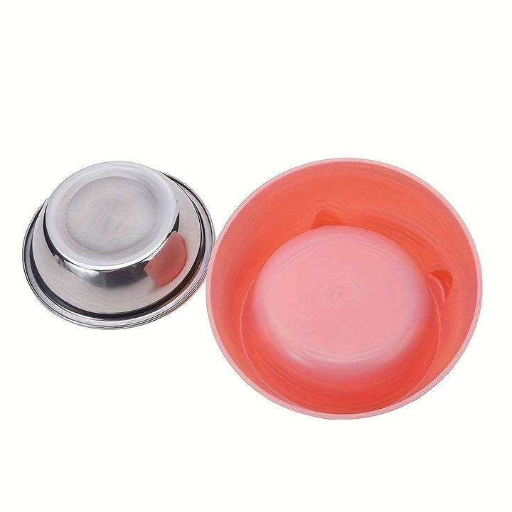 Bol surélevé 2-en-1 en inox pour eau et nourriture, gamelle stable pour tous les animaux domestiques.