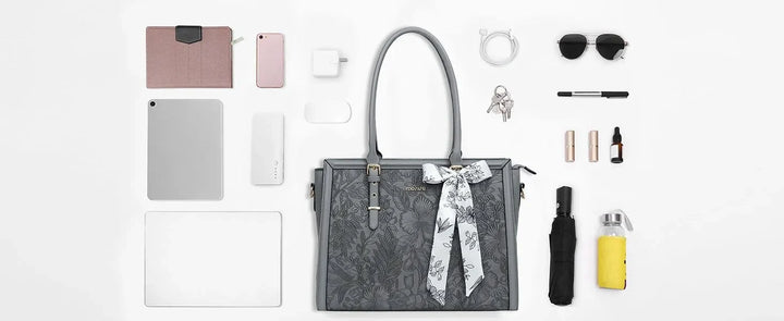 Sac femme professionnel en cuir PU, design épuré, idéal pour documents et ordinateur 15-17".