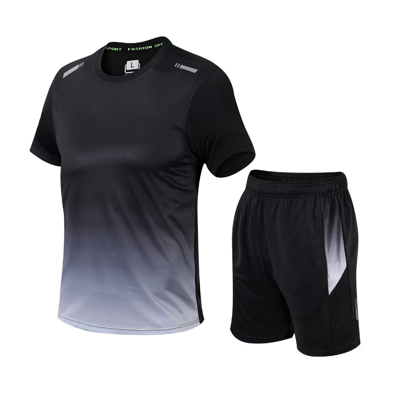Short de sport homme avec taille élastique et t-shirt assorti pour athlétisme et activités décontractées d'été.