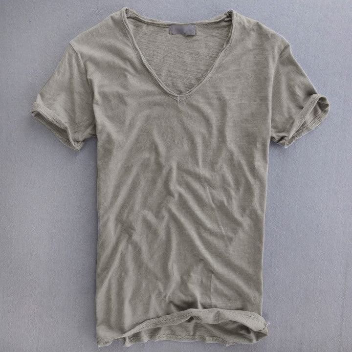 T-shirt col V homme Reese, coupe décontractée et élégante, idéal pour le style quotidien printemps-été.
