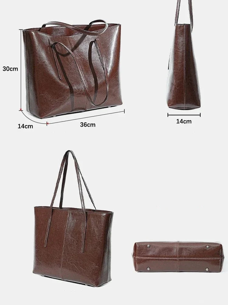 Sac de travail femme en cuir véritable, chic et spacieux pour ordinateur et essentiels business.