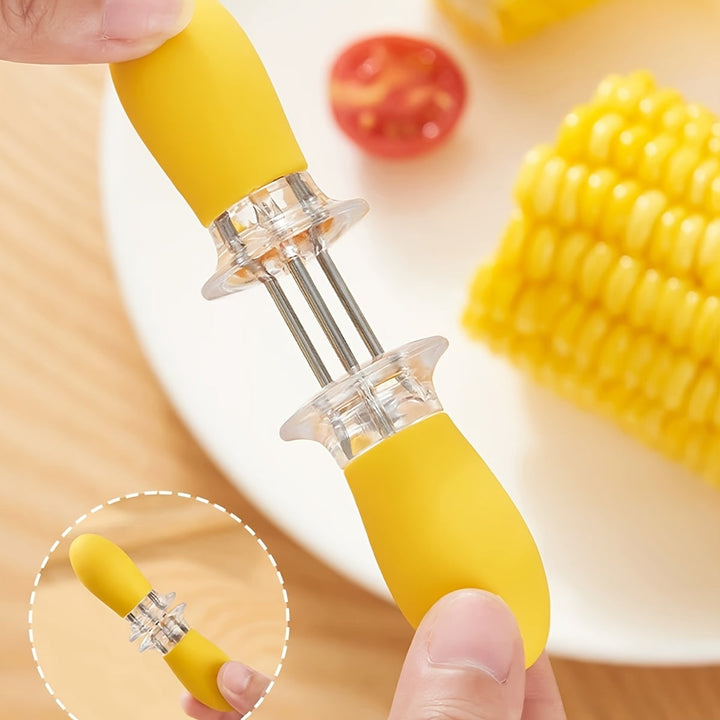 Set de porte-maïs robustes en inox. Parfait pour déguster le maïs en épis lors des grillades et camping.