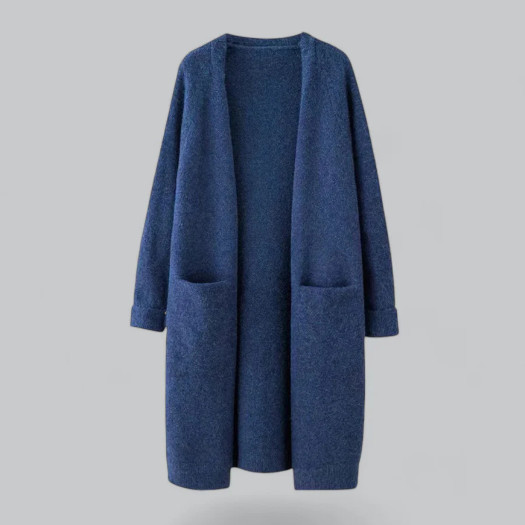 Cardigan femme décontracté et polyvalent avec poches, un essentiel mode pour le quotidien et toutes saisons.