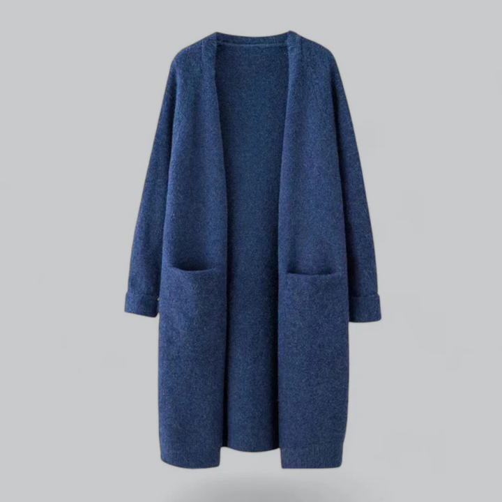 Cardigan femme décontracté et polyvalent avec poches, un essentiel mode pour le quotidien et toutes saisons.