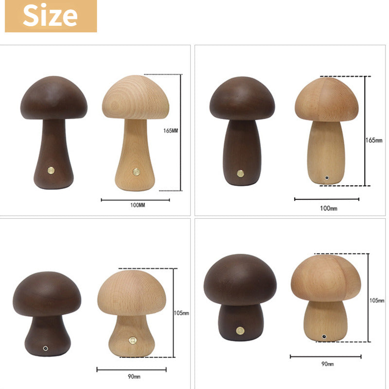 Champignon lumineux vintage en bois, lampe de table décorative, apporte une touche naturelle.