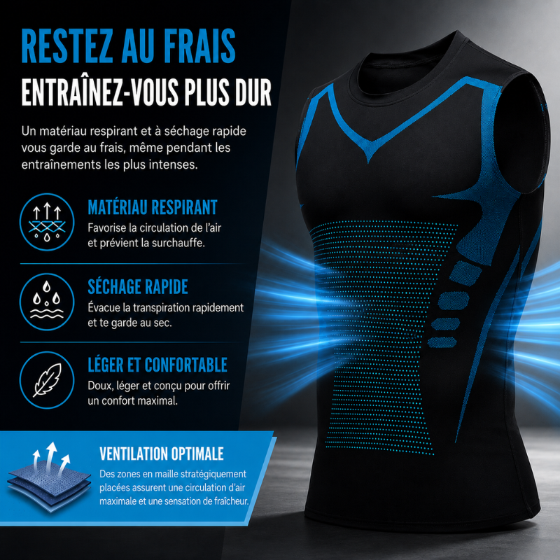 Débardeur de compression unisexe VitaBoost, idéal pour le sport et le quotidien, améliore la posture et le bien-être.
