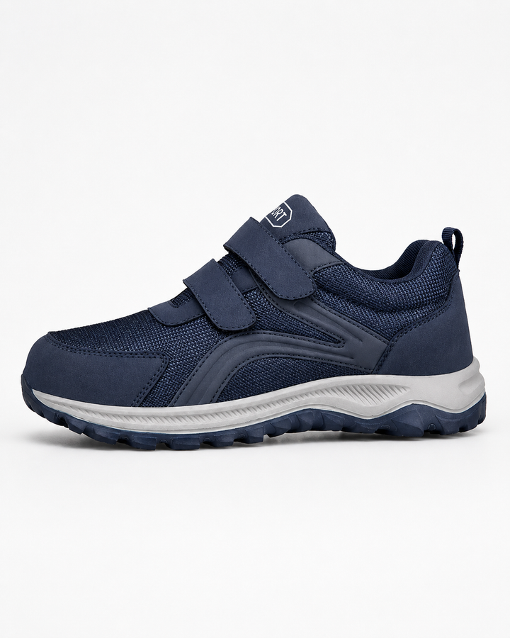 Chaussures de sport hommes à scratch, confortables et légères, idéales pour la marche active et un usage facile.
