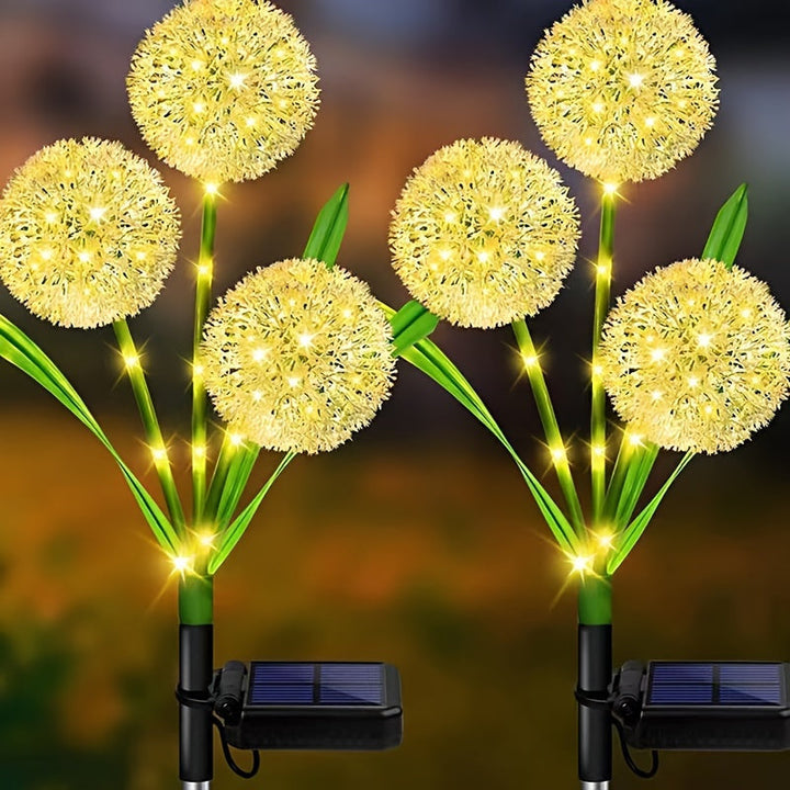 Éclairage solaire LED pissenlit extérieur, résistant aux intempéries, idéal pour décorer et illuminer votre jardin la nuit.