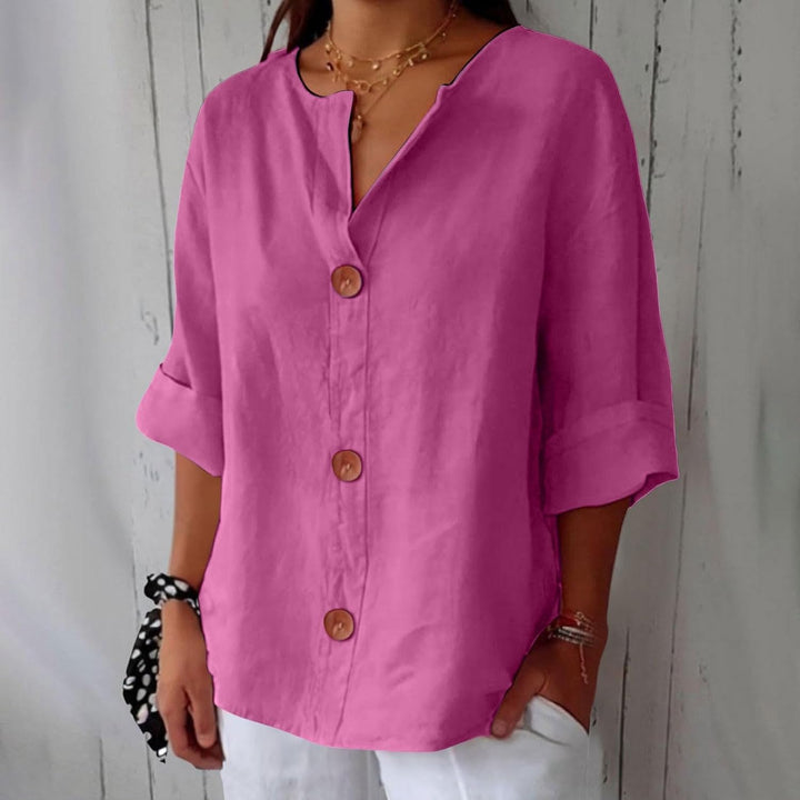Chemisier femme multico, col tunisien, style bohème chic, idéal pour l'été.