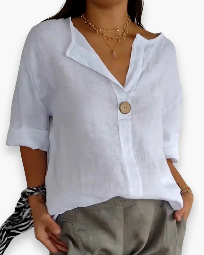 Blouse ample femme moderne, col V, un vêtement confortable et chic pour toutes occasions.