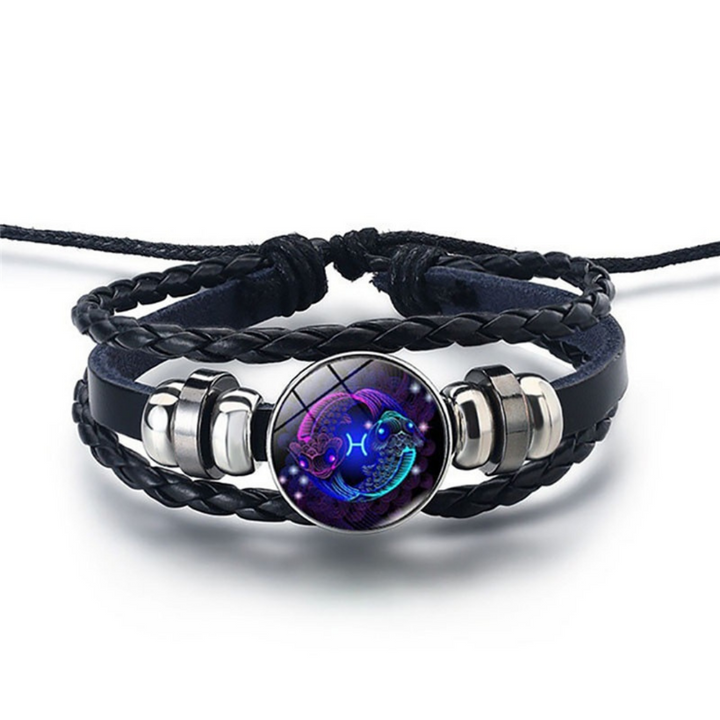 Bracelet en cuir et signe astrologique, conçu pour apporter équilibre, protection et spiritualité.