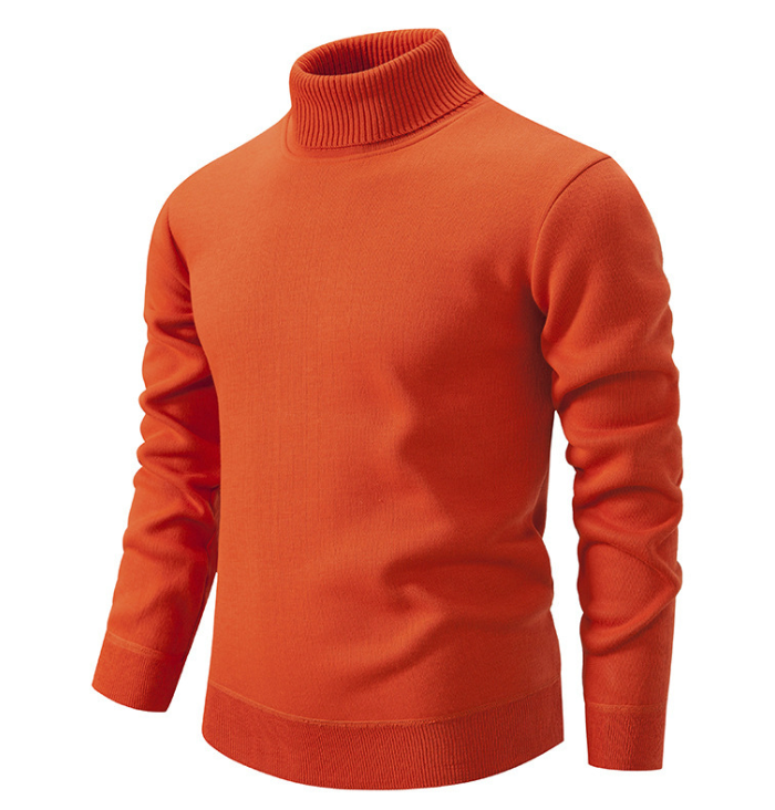 Manches longues et poignets d'un pull col roulé homme. Vêtement hivernal chaud et confortable, style chic et moderne.