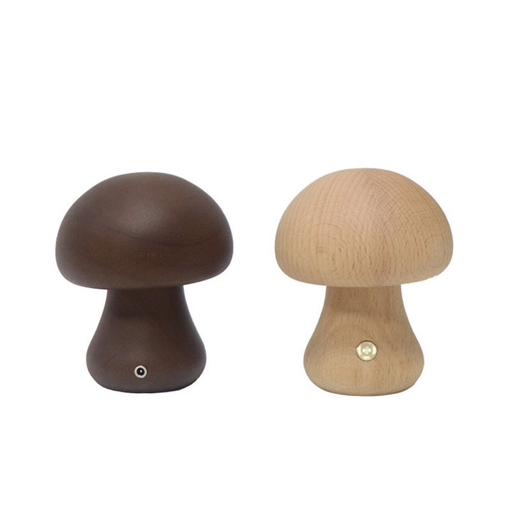 Éclairage d'ambiance: Lampe champignon en bois vintage, idéale pour une décoration naturelle.