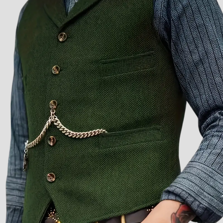 Gilet sans manches homme noir, look chic, idéal pour compléter un costume ou une chemise.