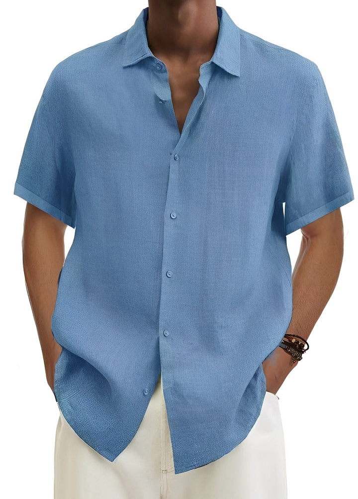 Chemise homme légère, coupe ample, décontractée. Idéale pour un style intemporel et confortable en été.