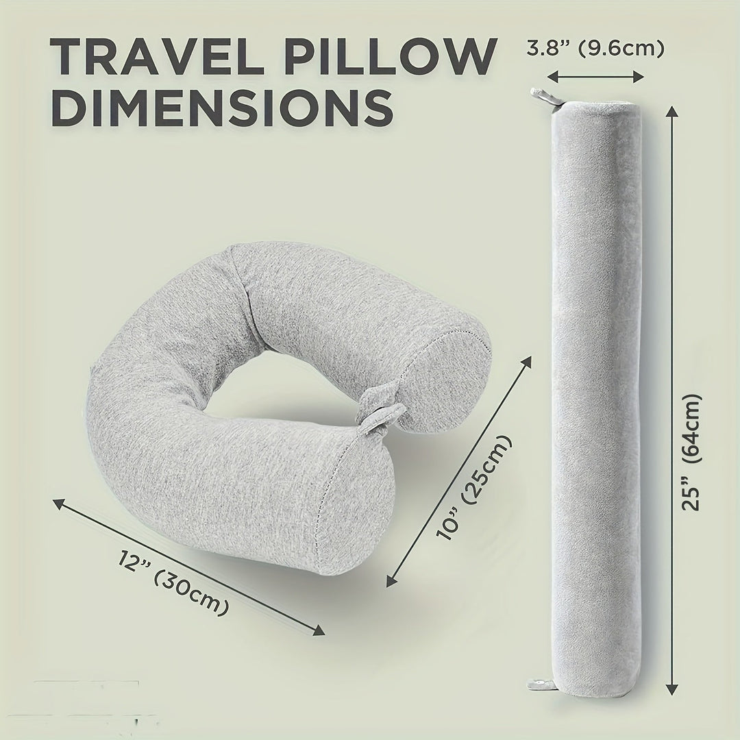 Coussin de voyage réglable gris, idéal pour un soutien nuque parfait pendant tous les déplacements.