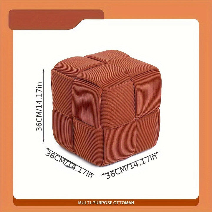 Siège d'appoint CordyCube bleu marine, velours côtelé. Mobilier design et confortable pour décoration intérieure.