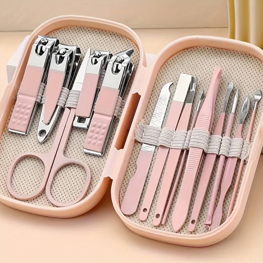 Set de manucure & pédicure professionnel 14 outils en acier inoxydable. Idéal pour les soins des ongles à domicile.