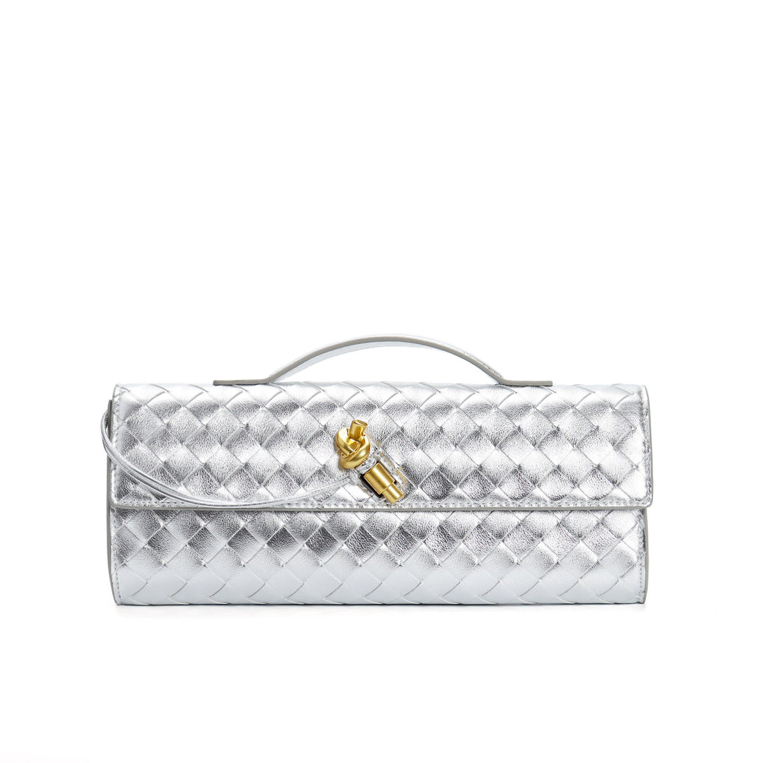 Sac à main tressé en cuir véritable, finition soignée, parfait pour femme.