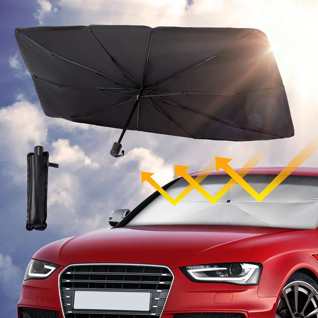 Pare-soleil voiture pliable pour pare-brise, protection UV et chaleur en été. Maintient l'intérieur frais.
