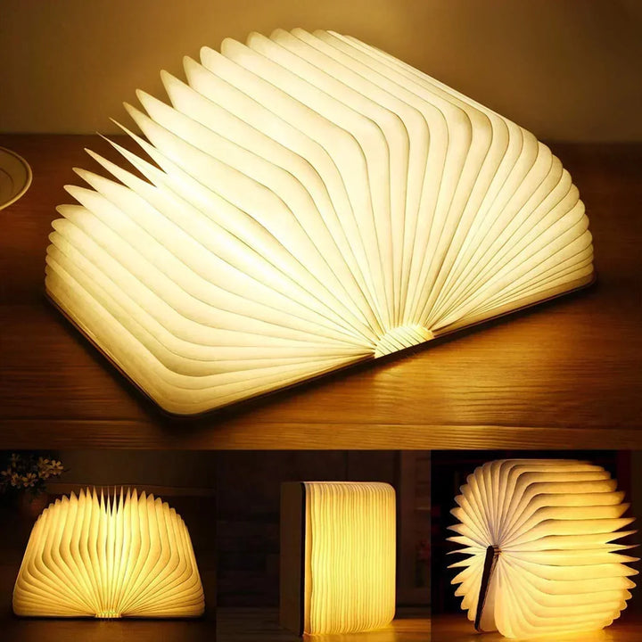 Design unique : lampe de table LED en forme de livre, décoration chic pour le bureau.