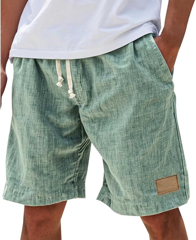 Short homme beige léger, style décontracté, parfait pour les loisirs et les vacances estivales.