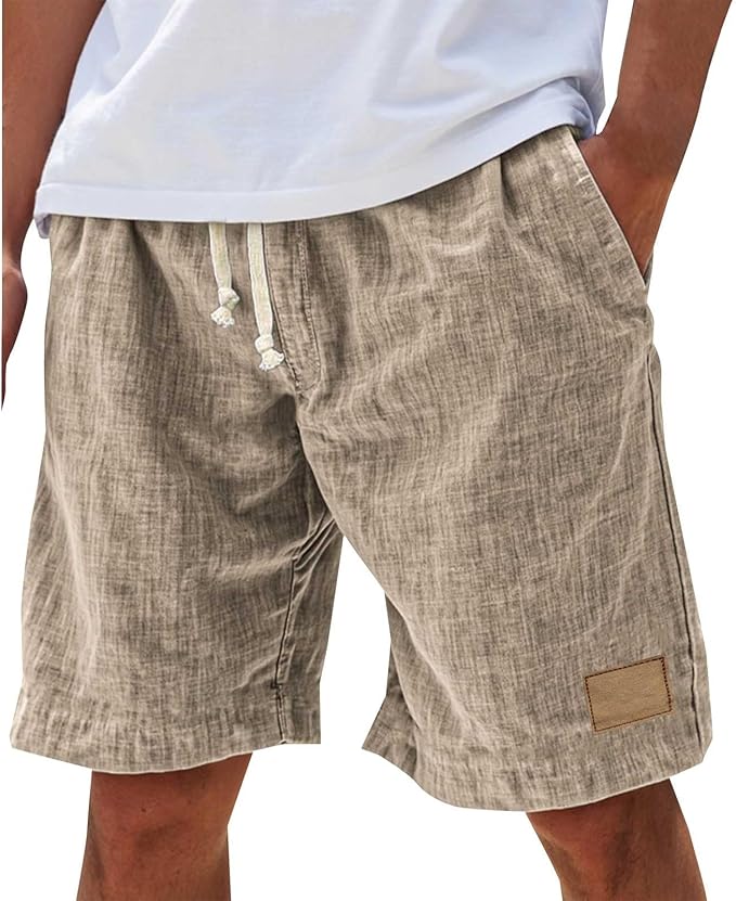 Short de plage homme blanc cassé, respirant, taille élastique, un incontournable pour l'été.