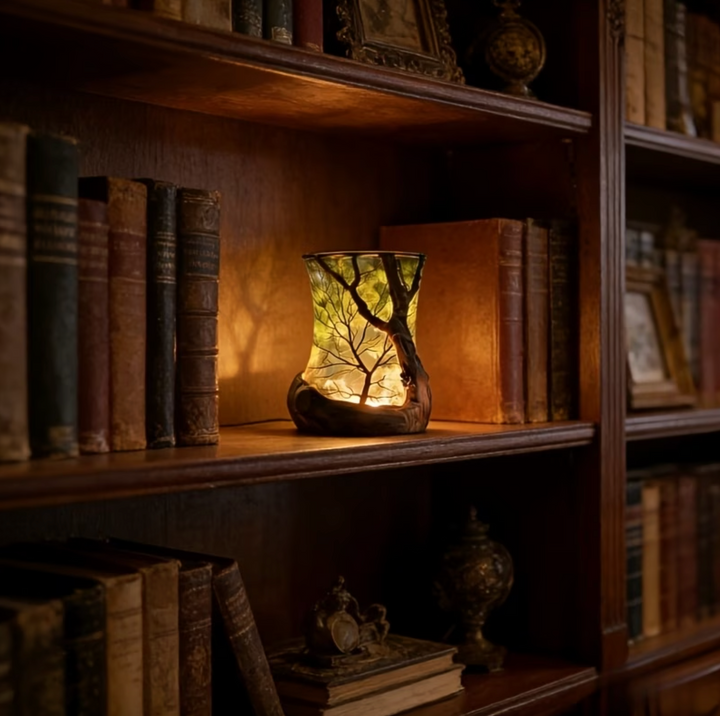 Luminaire LED sans fil décoratif avec projection d'ombre d'arbre pour créer une atmosphère de forêt.
