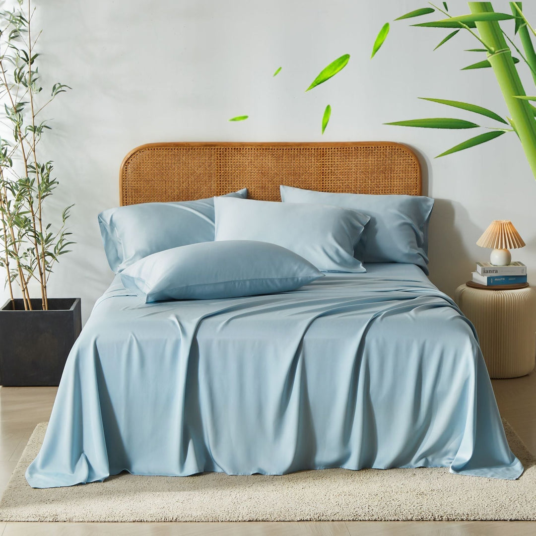 Textile de chambre en bambou rafraîchissant, parfait pour les nuits chaudes et un repos serein.