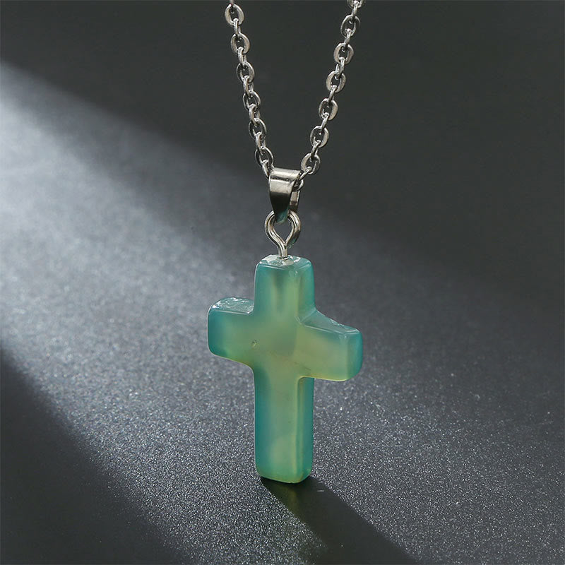 Collier pendentif croix œil de tigre, bijou femme, booste la volonté et le courage.