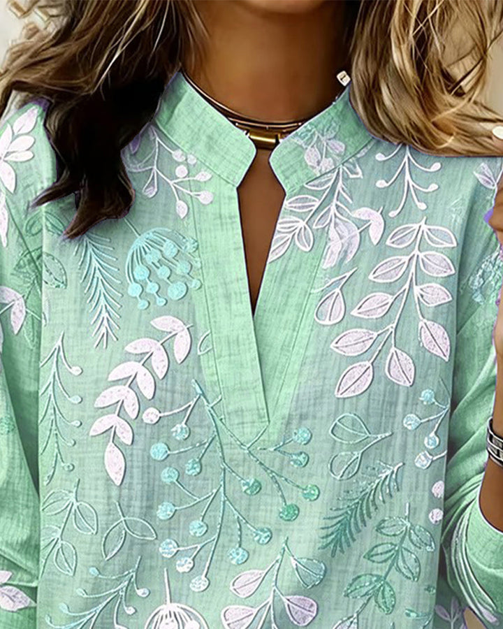 Blouse femme florale et fluide, col V, style chic et décontracté, parfaite pour l'été et sorties.