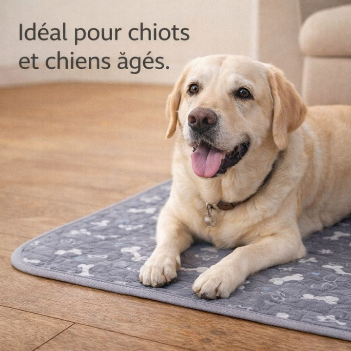 Tapis absorbant pour animaux, grand format lavable, assure la propreté et le confort de votre chien.