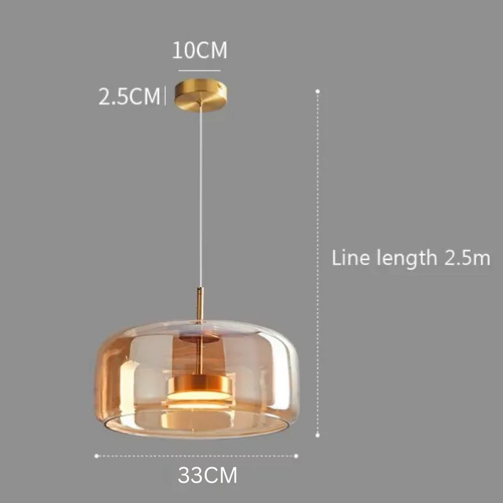 Lustre en verre transparent et ambre, design moderne et ajustable, parfait pour une décoration Nordic.