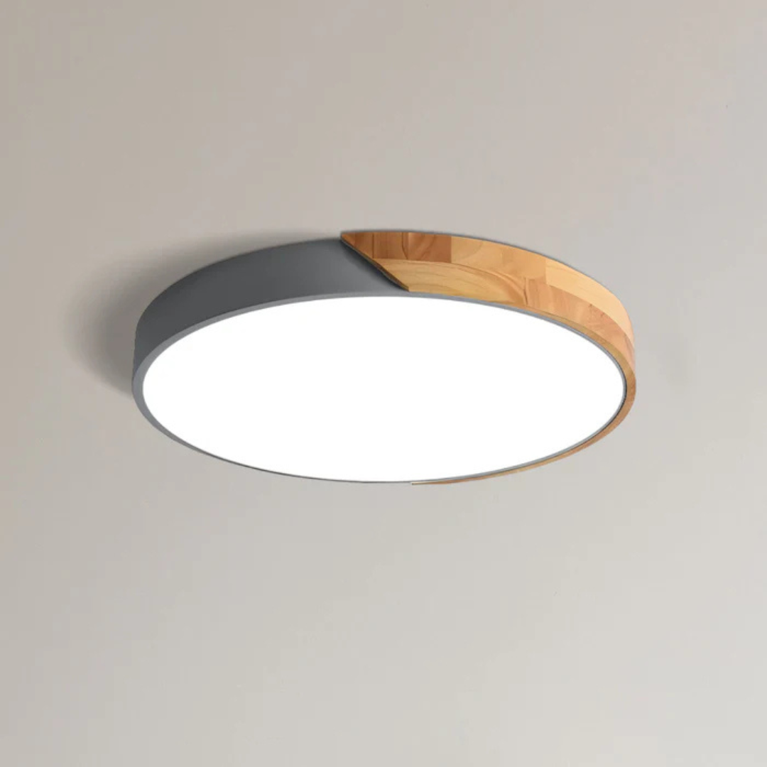 Luminaire plafond Delos Skandi, style scandinave, apporte chaleur et lumière LED.