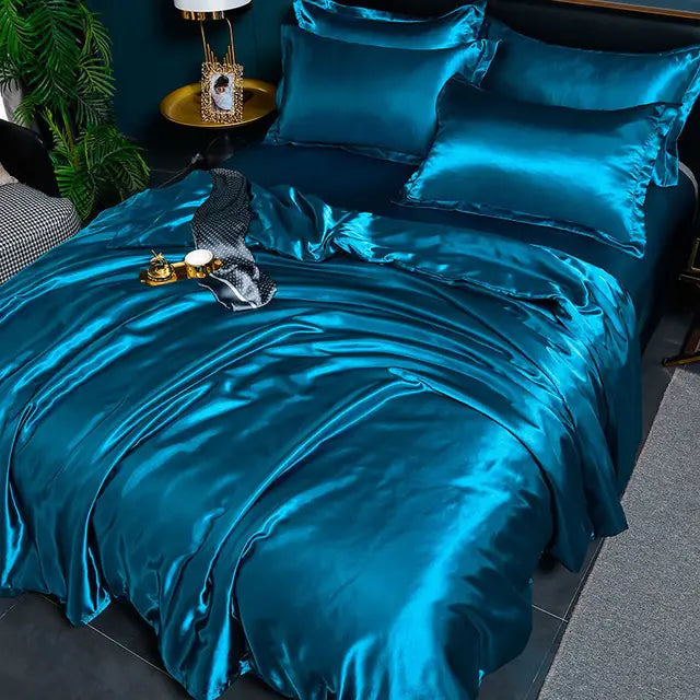 Housse de couette en satin élégant, disponible en couleurs variées, pour ajouter luxe et douceur à votre chambre.