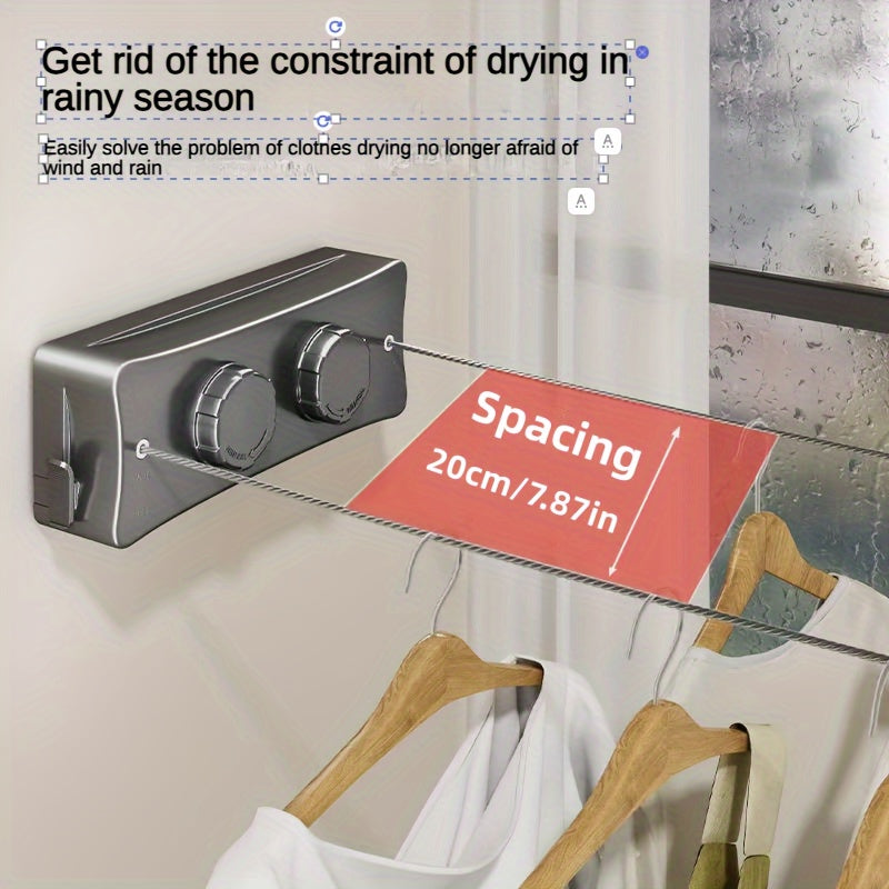 Étendoir à linge double rétractable et pliable, parfait pour optimiser l'espace.