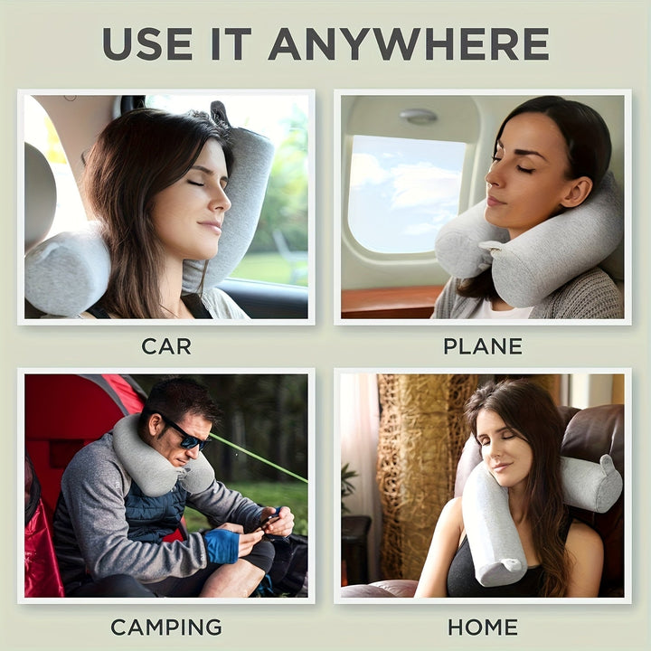 Coussin de voyage avec soutien cervical optimal pour prévenir les douleurs et favoriser la détente.