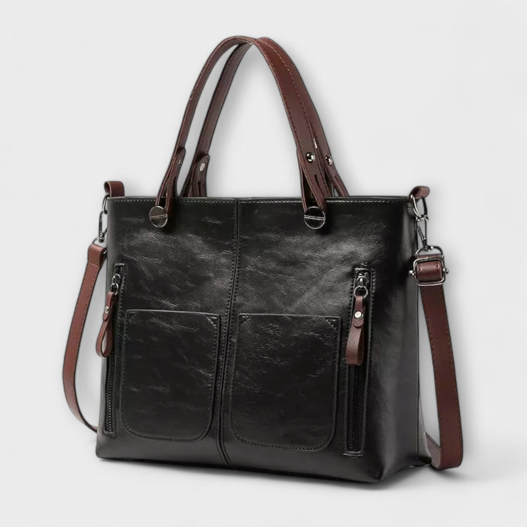 Magnifique sac à main élégant en cuir marron. Accessoire mode féminin et polyvalent, idéal pour compléter votre style.