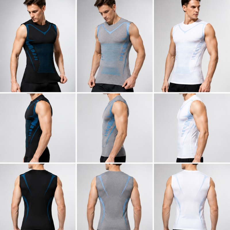 Débardeur gainant unisexe VitaBoost, corrige la posture, sculpte la silhouette, idéal pour homme et femme au quotidien.