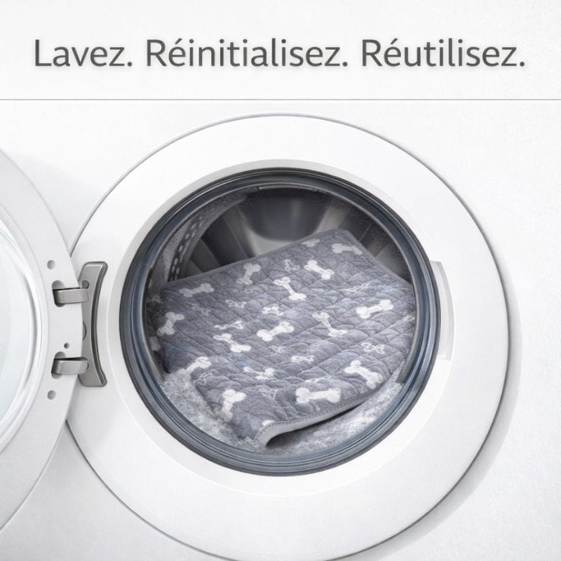 Solution anti-fuite : tapis lavable pour chiot, protège le sol des accidents, facile à entretenir.