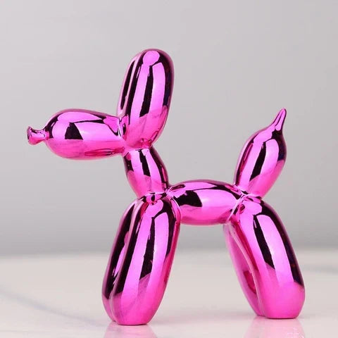 Sculpture contemporaine chien ballon, objet brillant pour une décoration maison unique.