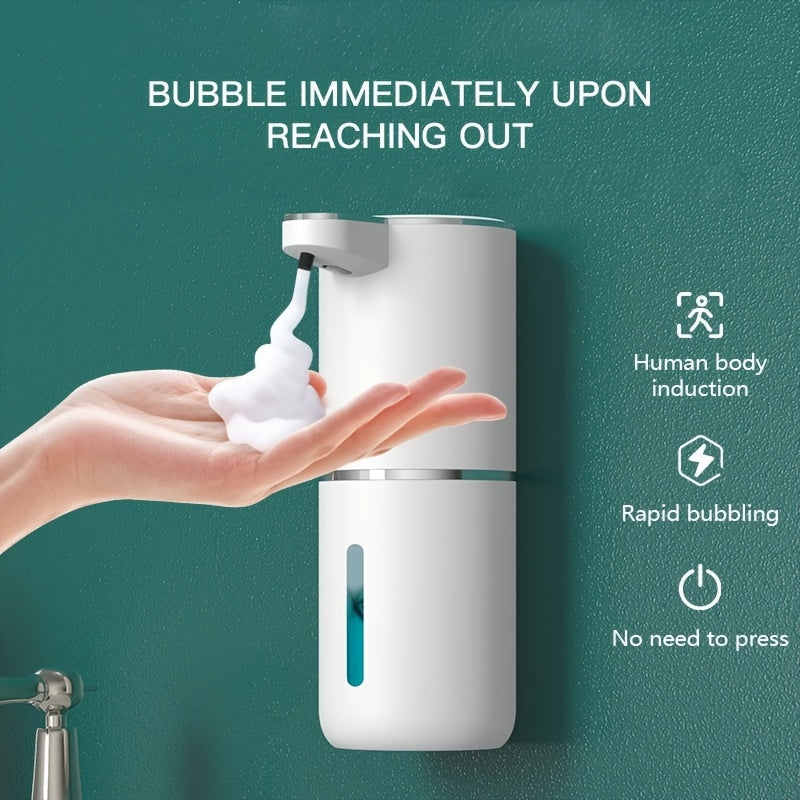 Distributeur de savon mousse automatique sans contact, idéal pour la salle de bain moderne et l'hygiène.
